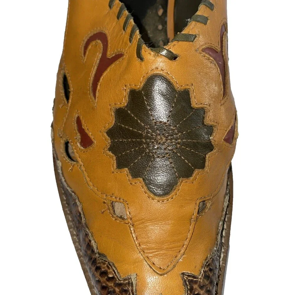 BCBG Leather Mules Cowboy Boot Shoes Red Black Slip On Casual Western Womens 9B